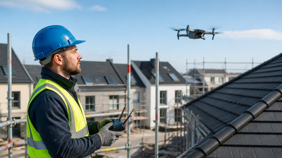 a commercial drone inspection at a German construction site