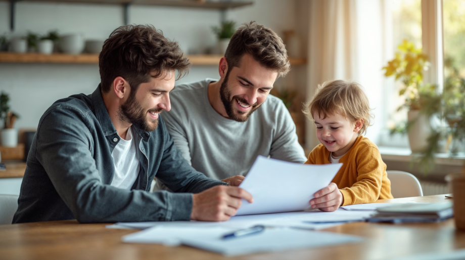 young family at home