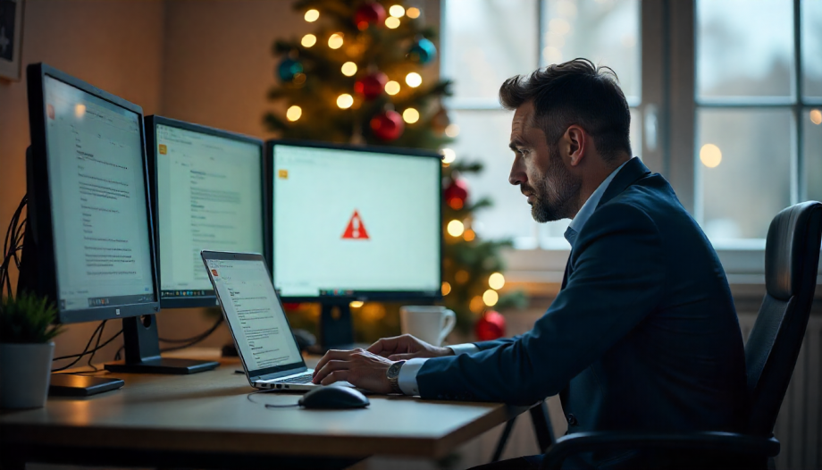 office scene during Christmas season